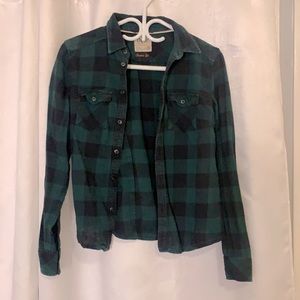 TNA Forest Green classic fit plaid buttondown